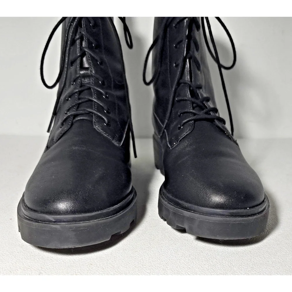 Madewell Shelton Lace-Up Lug Sole Boots Women’s Sz 9 Cargo Black Leather Combat - Picture 3 of 9